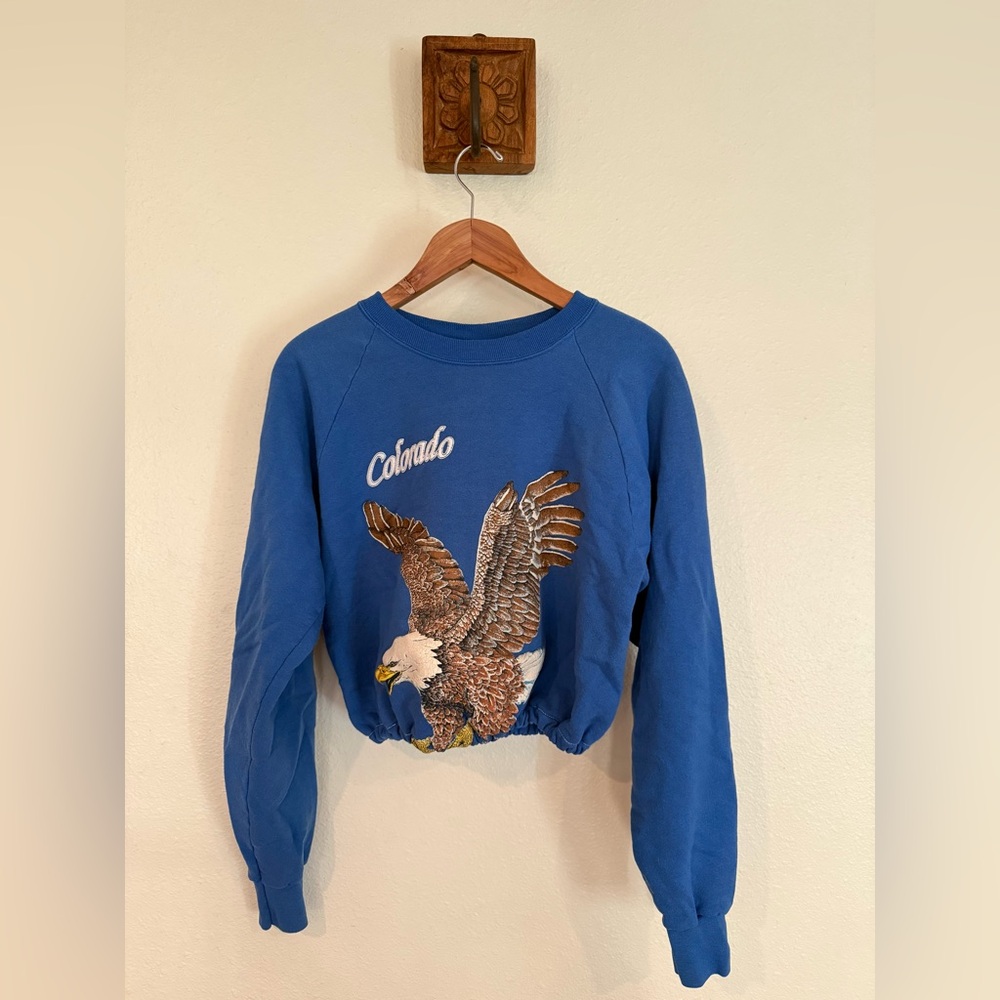 Vintage 1989 Colorado Bald Eagle Cropped Sweatshirt